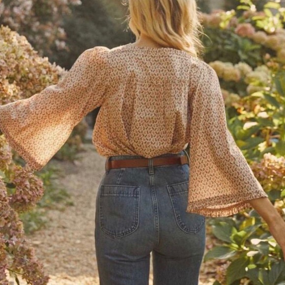 DOEN Lunaria Top in Cream Winter Ditsy Floral Print size S - Picture 4 of 7